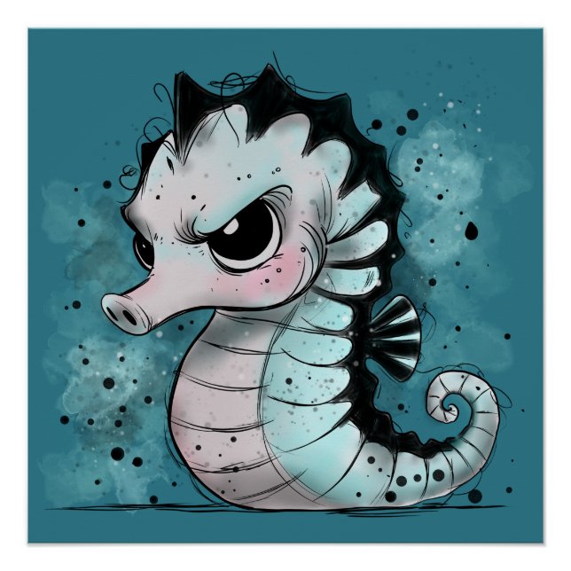 Grumpy Seahorse Poster (Front)