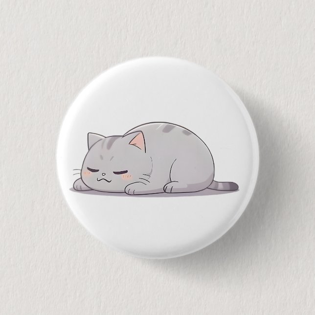 Grumpy Sleepy Cat Kawaii Design 3 Cm Round Badge (Front)