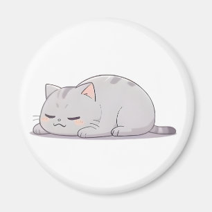 Grumpy Sleepy Cat Kawaii Design Magnet