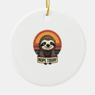 Grumpy Sloth Vintage Funny Retro Shirt Design Ceramic Tree Decoration