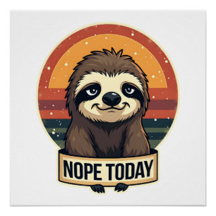 Grumpy Sloth Vintage Funny Retro Shirt Design Poster