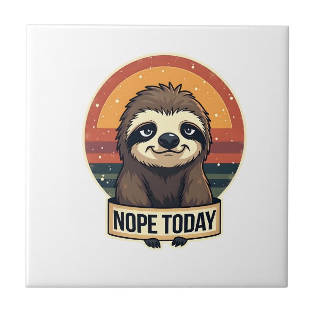 Grumpy Sloth Vintage Funny Retro Shirt Design Tile (Front)