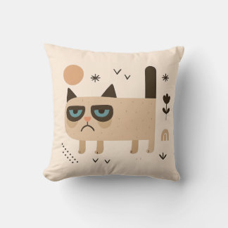 Grumpy & Smiley Cat – Playful Scandinavian Nursery Cushion