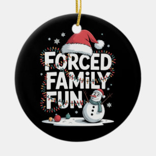 Grumpy Snowman Forced Family Fun Xmas Lights Kids Ceramic Tree Decoration