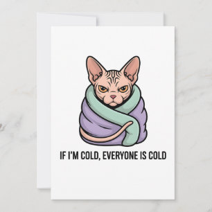 Grumpy Sphynx Cat Cold Humor Cartoon Art Holiday Card