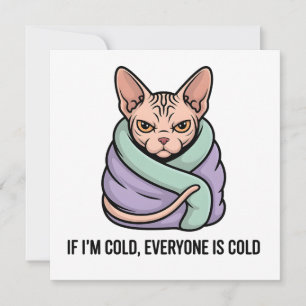 Grumpy Sphynx Cat Cold Humor Cartoon Art Holiday Card