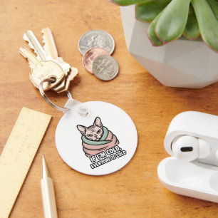 Grumpy Sphynx Cat Cold Humor Cartoon Art Key Ring