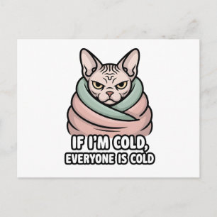 Grumpy Sphynx Cat Cold Humor Cartoon Art Postcard