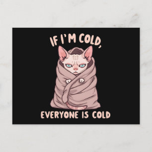 Grumpy Sphynx Cat Cold Humor Illustration Holiday Postcard