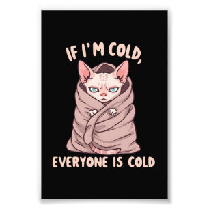 Grumpy Sphynx Cat Cold Humor Illustration Photo Print
