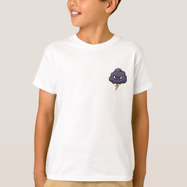Grumpy Storm Cloud Lightning Kids T-Shirt (Front)