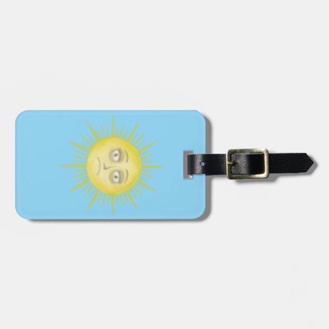Grumpy Sun, Sleepy Moon Luggage Tag (Front Horizontal)