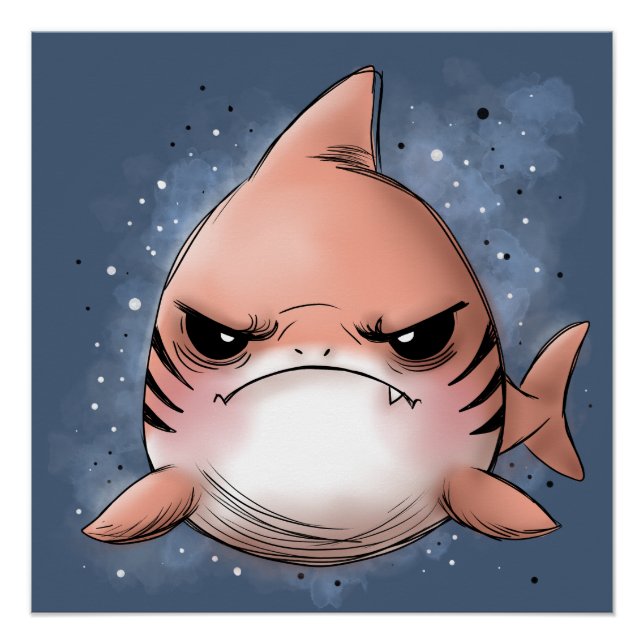 Grumpy Tiger Shark Poster (Front)