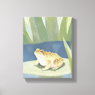 Grumpy Toad Lilypad Pond Watercolor Canvas Print