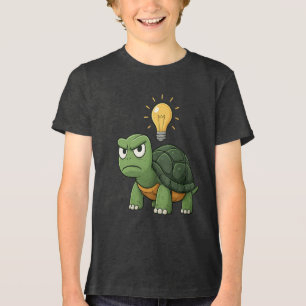 Grumpy Tortoise Kids Cartoon T-Shirt Tri-Blend Shirt