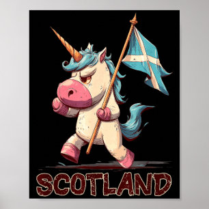 Grumpy Unicorn with Scottish Flag for Scotland Poster