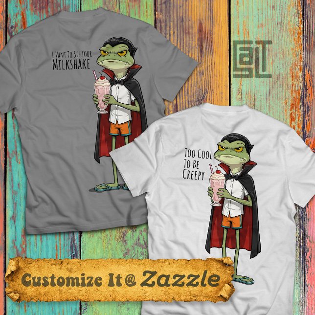 Grumpy Vampire Frog Drinking Milkshake T-Shirt (Creator Uploaded)