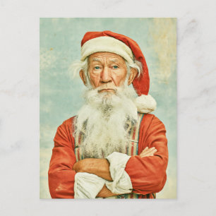 Grumpy Vintage Santa Christmas Portrait Postcard