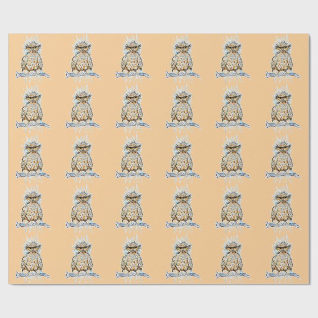 Grumpy Wet Owl Wrapping Paper (Flat)