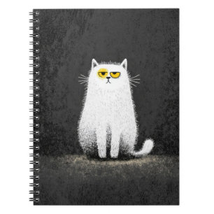 Grumpy White Cat – Funny Minimal Cat Art Notebook