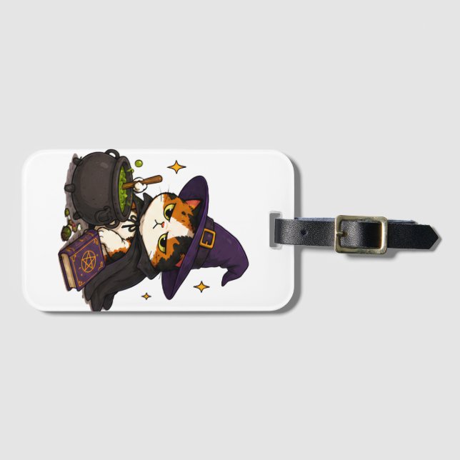 Grumpy Witch Cat Halloween  Luggage Tag (Front Horizontal)