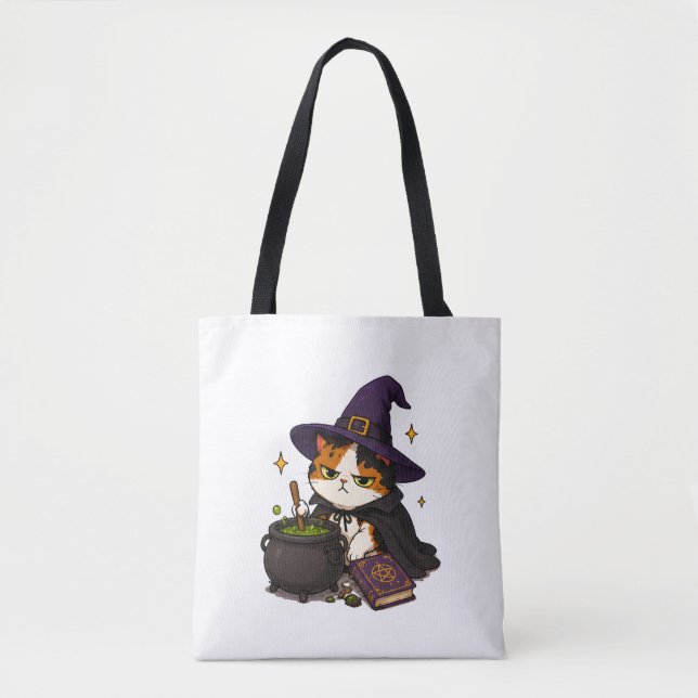 Grumpy Witch Cat Halloween  Tote Bag (Front)