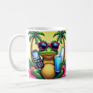 Grumpy Y2K Frog Retro Vaporwave Tropical Flip Phon Coffee Mug