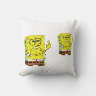 Grumpy Yellow Sponge Character Decorative Pillow