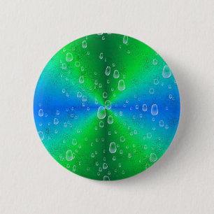 Grün blau Regenbogen mit Regentropfen 6 Cm Round Badge