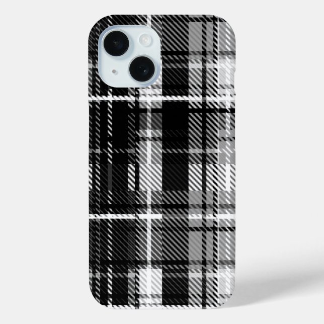 Grunde Black White Flannel Plaid Tartan Design  Case-Mate iPhone Case (Back)