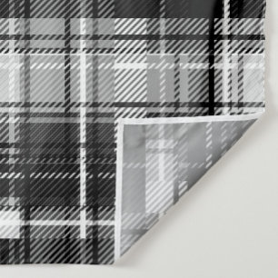 Grunde Black White Flannel Plaid Tartan Design Fabric