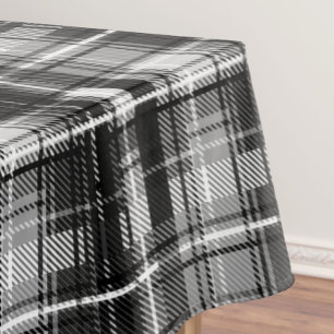 Grunde Black White Flannel Plaid Tartan Design Tablecloth