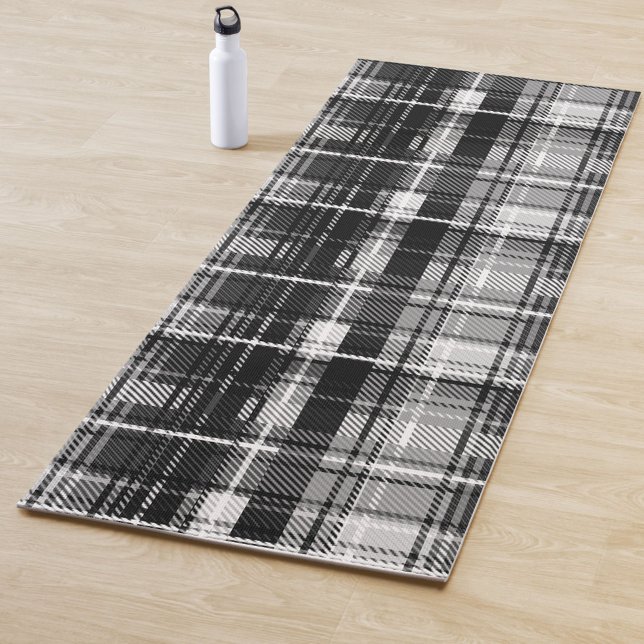 Grunde Black White Flannel Plaid Tartan Design  Yoga Mat (Creator Uploaded)