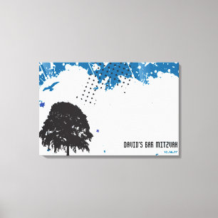 Grundge Tree Sign-In Memory Board Canvas Print