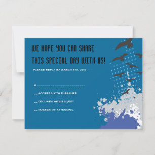 GRUNDGE TREE WITH BIRDS Bar Bat Mitzvah Reply Card