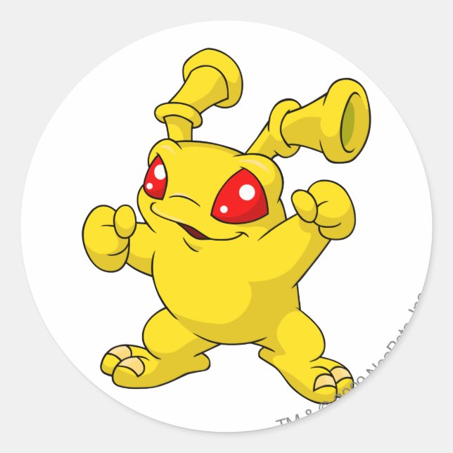 Grundo Yellow Classic Round Sticker (Front)
