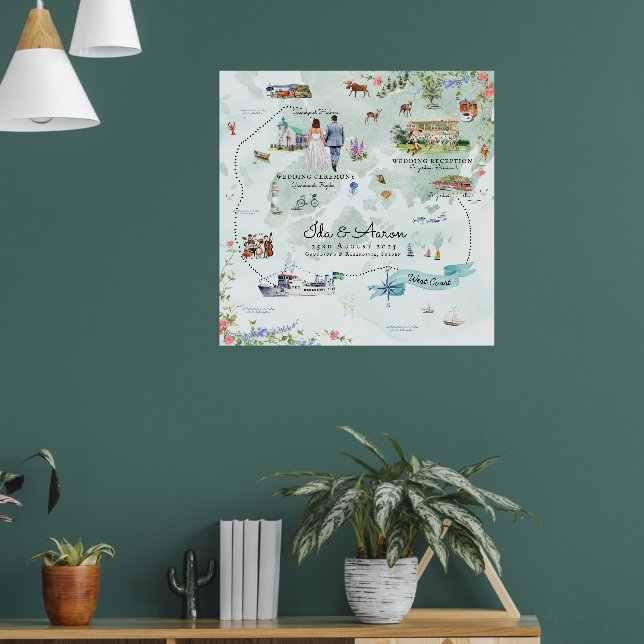 Grundsunds Sweden Wedding Map Poster (Living Room 1)