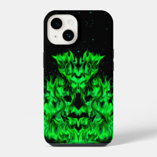 Grüne Flammenmonster am Sternenhimmel iPhone 14 Case