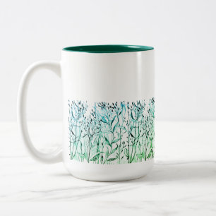 Grüne Kräuter und Blätter Two-Tone Coffee Mug