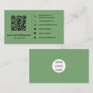 Grüne QR Code Visitenkarte Selbst Gestalten Business Card