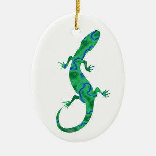 Grüner Gecko ArtDeco Ceramic Tree Decoration