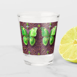 Grüner Schmetterling 3D Optik Shot Glass