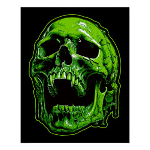 Grüner Vampirschädel Poster