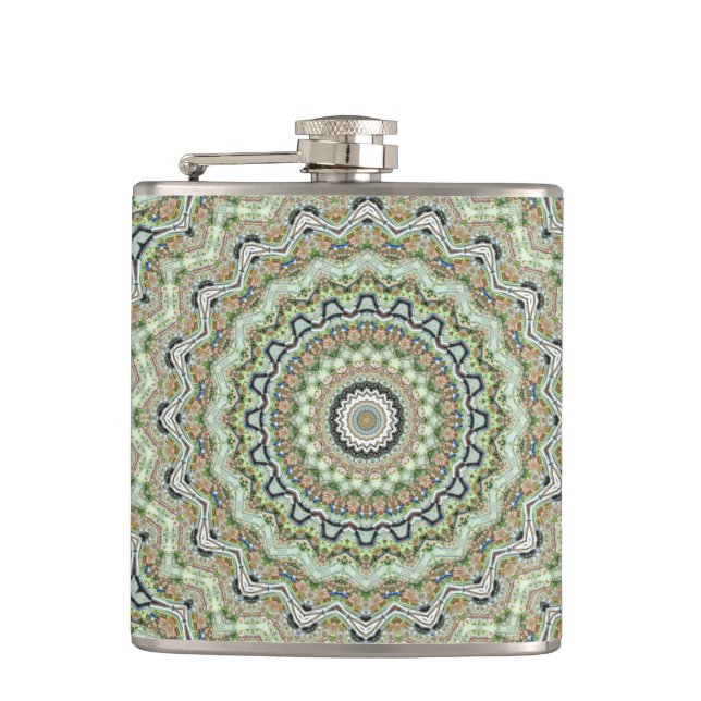 Grünes Kaleidoskop Hip Flask (Front)
