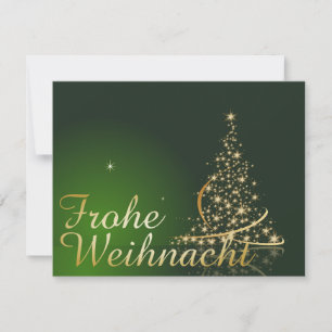 Grünes Weihnachtsmotiv mit goldenem Weihnachtsbaum Invitation