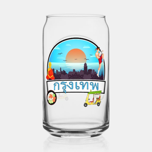 Grung Tep - Bangkok Thailand Travel Thai Can Glass (Front)