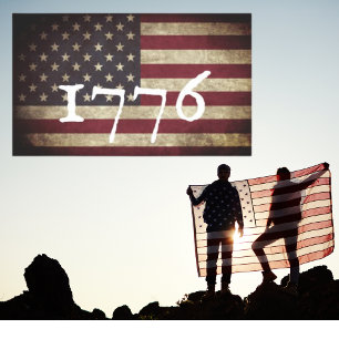 Grunge 1776 American Flag Patriotic  Rectangular Sticker