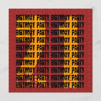Grunge 21st Birthday Red Black Gold W1005 Invitation