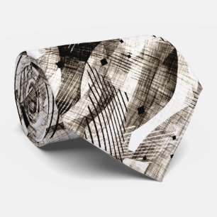 Grunge abstract geometric striped beige black tie