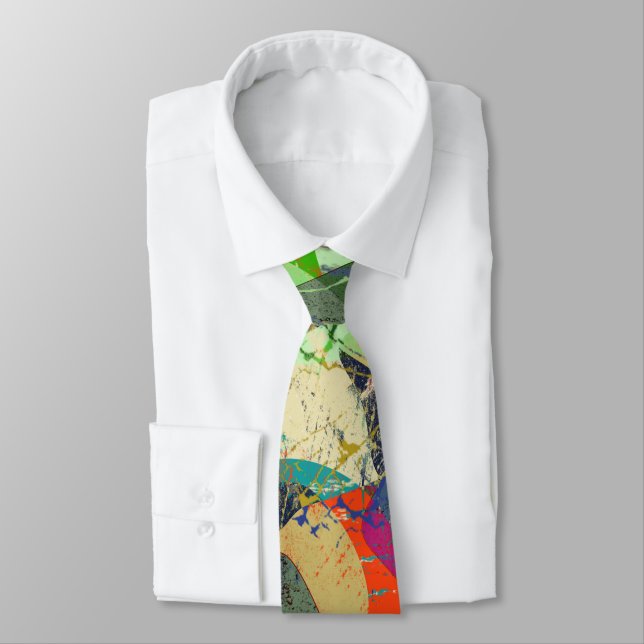 Grunge abstract, orange, blue, grey, black . tie (Tied)
